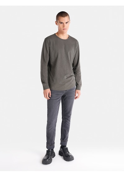 Colin's Colins Regular Fit Bisiklet Yaka Basic Yeşil Erkek Uzun Kol Tişört Cl1065872 Haki