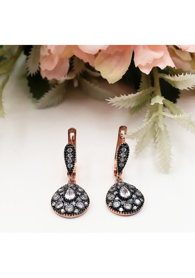 Elmas Montürlü Damla Taşlı Damla Set Rose Gold - Gümüş