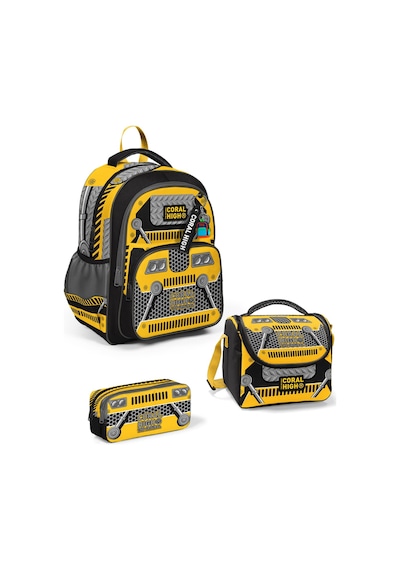 Coral High Kids Sarı Siyah Robot Desenli 3 Lü Okul Çanta Seti Set0114424