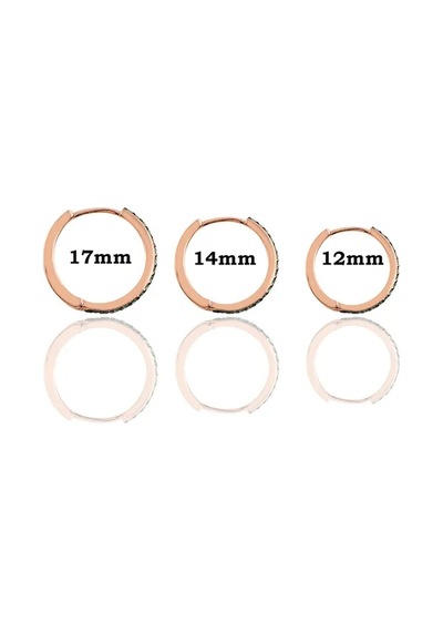 Gümüş Rose Yeşil Taşlı Üç Boydan Oluşan Kombin Halka Küpeler Barcode Gold - Rose Gold - Rodyum