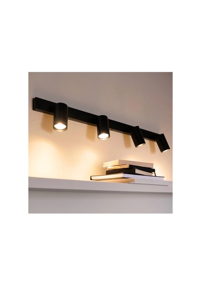 Dörtlü 4 Lü Siyah Led Spot Tavan Spot Gu10 Duy Hareketli Başlık Modern Metal Avize Siyah
