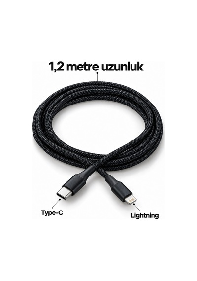 Mey İthalat Type C Lightning Örgülü Şarj Ve Veri Kablosu 2 Metre -