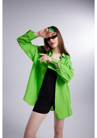 Holly Lolly Cepli Oversize Kesim Lovesize Gömlek Yeşil