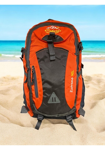 Cakard Kaliteli Astarlı Su Geçirmez Unisex Hafif Dağcı Kamp Gezi Seyahat Sırt Çantası 40 Lt. 32x52cm Turuncu