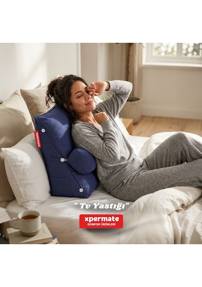 Xpermate Sırt, Bel, Boyun Destekli TV Yastığı Okuma Yastığı Ameliyat Sonrası Lacivert
