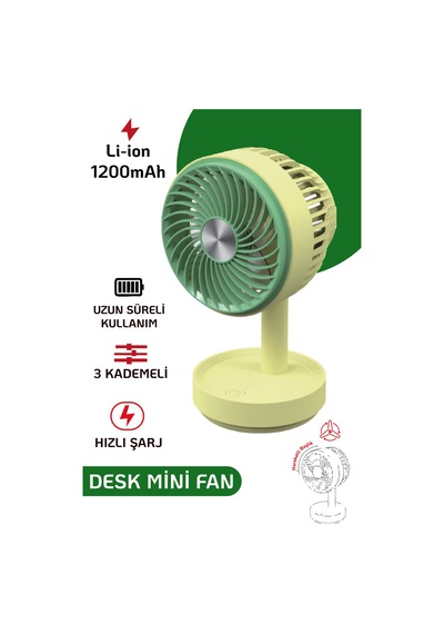 El Fanı Masaüstü Vantilatör Soğutucu Teleskopik 3 Kademe Type-c Hızlı Şarj Mini Soğutucu