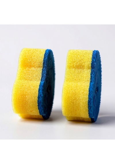Technow Sponge Çift Taraflı Gülen Yüz Çok Amaçlı Sihirli Bulaşık Süngeri Sarı Lacivert 2 Adet