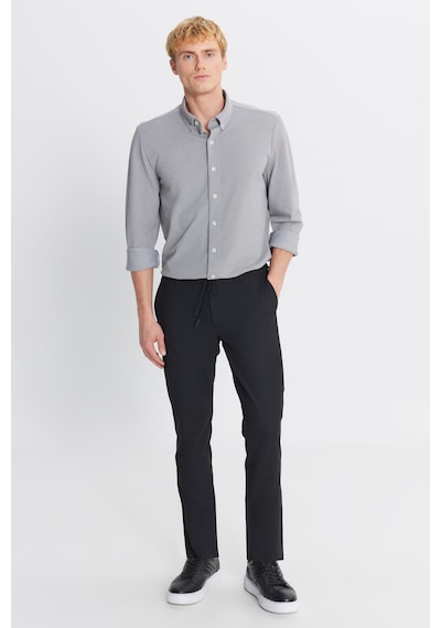 Altınyıldız Classıcs Erkek Sıyah Yünlü Slim Fit Dar Kesim Esnek Takım Elbise Pantolonu Siyah