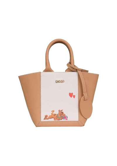 Dogo Kadın Vegan Deri Kahverengi Tote Bag - Warner Bros Scooby Doo Found Love Tasarım Çok Renkli