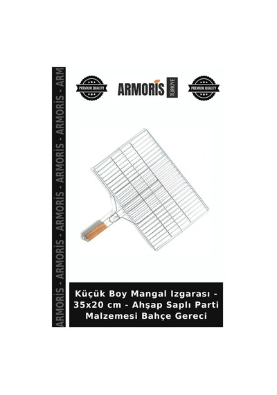 Küçük Boy Mangal Izgarası - 35x20 Cm - Ahşap Saplı Parti Malzemesi Bahçe Gereci