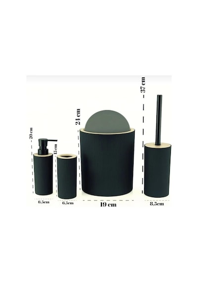 Quardi Banyo Seti Modern Çizgili - 7 Litre Kova 4 Parça Banyo Çöp Kovası Seti Beyaz