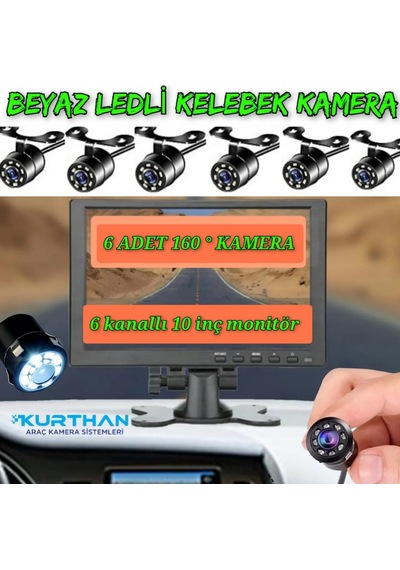 Twogo 6 Kanallı 10 İnç Monitör 6 Adet Beyaz Ledli Kelebek Kamera