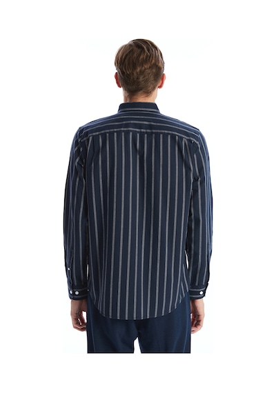 Lcwaıkıkı Classic Lacivert Regular Fit Uzun Kollu Çizgili Erkek Gömlek