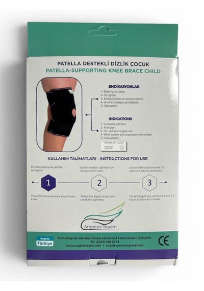 Angeles Yaşam Patella Destekli Dizlik Çocuk Standart Siyah