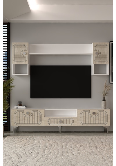180dhdtüç3btg Hera Lazer Desenli Tv Ünitesi Takımı Beyaz-traverten-gümüş 180dhdtüç3btg Hera Lazer Desenli Tv Ünitesi Takımı Beyaz-traverten-gümüş