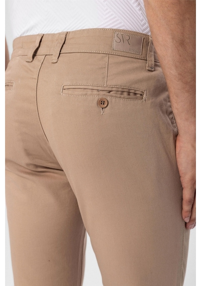 Süvari Bej Slim Fit Armürlü Pantolon