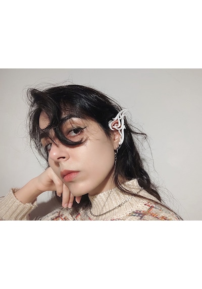 Fantastik Elf Kulağı Görünümlü Bej Renkli Sarmal Tasarım Hafif Earcuff Küpe Bej