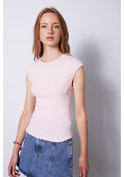 Dikiş Detaylı Pamuklu Top Pembe