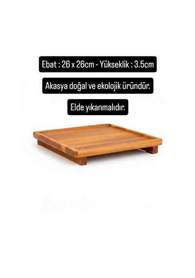 Akasya Ahşap Sunum Standı Yükseltilmiş Tezgah Üstü Düzenleyici Mien Doğal Akasya Ahşap Altlık Kahverengi
