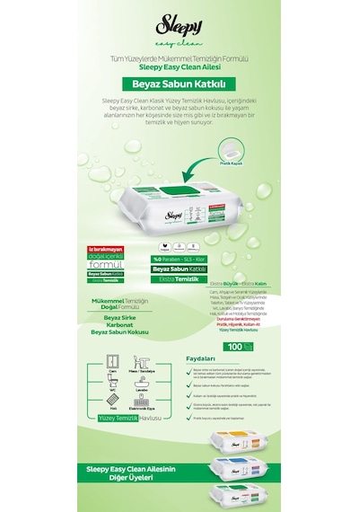 Sleepy Easy Clean Yüzey Tem. Havlusu Arap Ve Beyaz Sabun, Çamaşır Suyu Katkılı Tekli