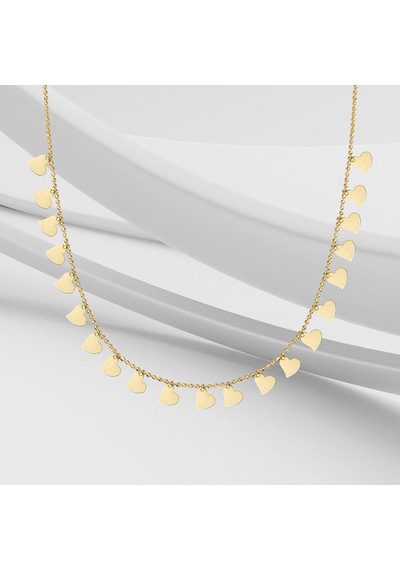 Sıralı Kalpler Top Zincirli Altın Kolye 14PRL81KL