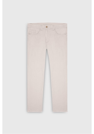 AC&Co / Altınyıldız Classics Erkek Acık Bej Comfort Fit Rahat Kesim Pamuklu Armürlü 5 Cep Greensboro Pantolon - Acık Bej