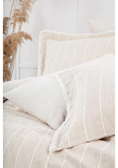 Ecocotton Raisa Bej Çift Kişilik %100 Organik Pamuk Kenevir Nevresim Takımı Bej