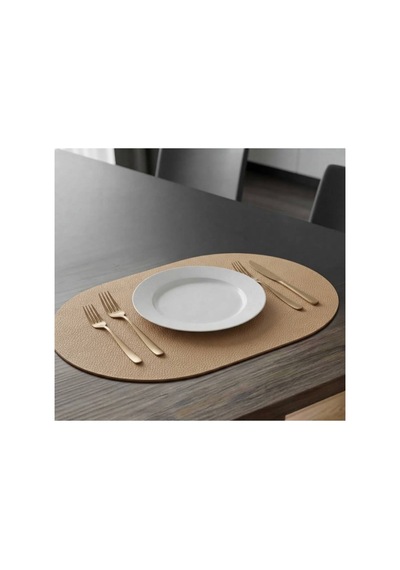 Kk Swords 4+1 Adet Deri Amerikan Servis+runner Set 4 Amerikan Servis -1 Runner Supla Decor Masa Decoru Bej
