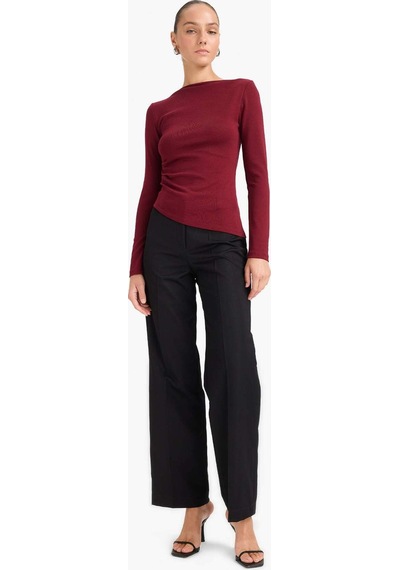 Defacto Slim Fit Dar Kesim Kayık Yaka Ribana Uzun Kollu Tişört G1581ax25aubr115 Bordo Defacto Slim Fit Dar Kesim Kayık Yaka Ribana Uzun Kollu Tişört G1581ax25aubr115 Bordo
