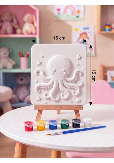 15x15 Sevimli Ahtapot Taş Boyama Seti Çocuk Ve Yetişkin Hobi Kiti