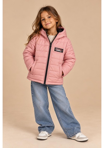 Alexandergardi Puffer Kapüşonlu Unisex Çocuk Şişme Mont Pudra