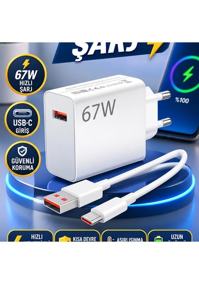 Huawei P30 P40 Mate 20 Pro Uyumlu 67w Type-c Hızlı Şarj Adaptörü Ve Lightning Kablo