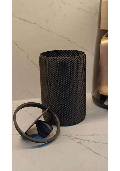 Modern Geometrik Dokulu Masaüstü Çöp Kovası - 18 Cm Siyah
