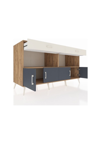 Kronos Konsol 2 Raflı 2 Çekmeceli 4 Kapaklı 176x59x99 Çam-antrasi Çam-antrasit/aytaşı