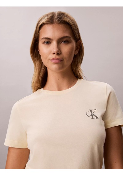 Calvin Klein Monologo Cn 2 Pack T, Tgy Kadın Krem T-shirt