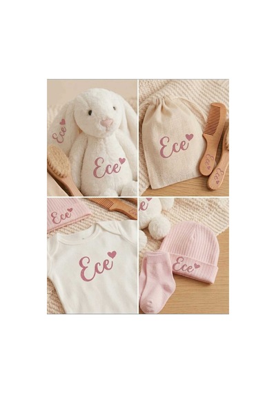 P&m Gift Shop İsme Özel Yenidoğan Bebek Seti Premium Pembe