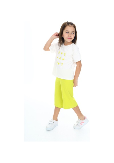 Toontoy Kids Toontoy Kız Çocuk Baskılı Kaprili Takım Açık Yeşil