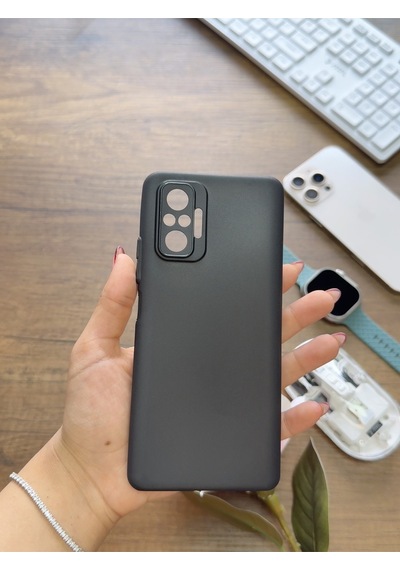 Redmi Note 10 Pro Uyumlu Süper İnce Mat Ultra Thin Silikon Kılıf Buzlu Siyah