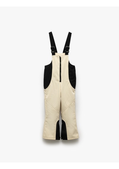 Koton Oversize Ayarlanabilir Askılı Fermuar Detaylı Kayak Tulumu Ekru 5wkg00032aw