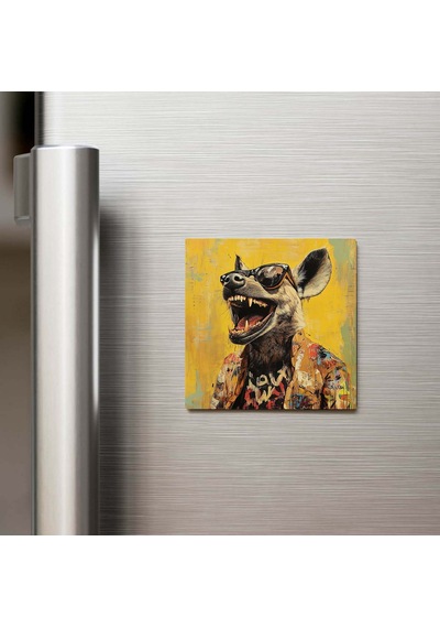 Hyena - Sırtlan - Güneş Gözlüklü Style - Buzdolap Magneti - 9x9 Cm