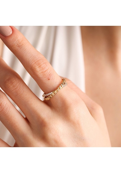 Altın Gurmet Yüzük 14K Çift Sira 530501144