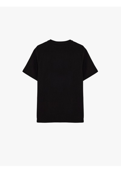 Koton Regular Fit Kısa Kollu Dokulu Tok Kumaş Bisiklet Yaka Tişört Siyah 6sam10346mk