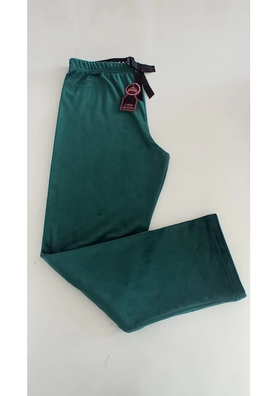 Kadın Kadife Boru Paça Rahat Kesim Pijama Alt Yeşil
