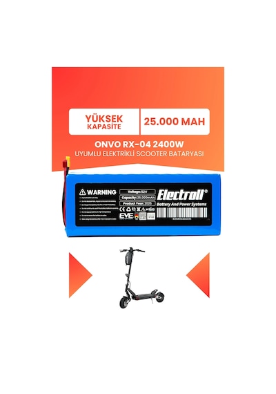 Onvo Rx-04 2400w Batarya Yüksek Kapasite 52v 25.000mah Elektrikli Scooter Bataryası Çok Renkli