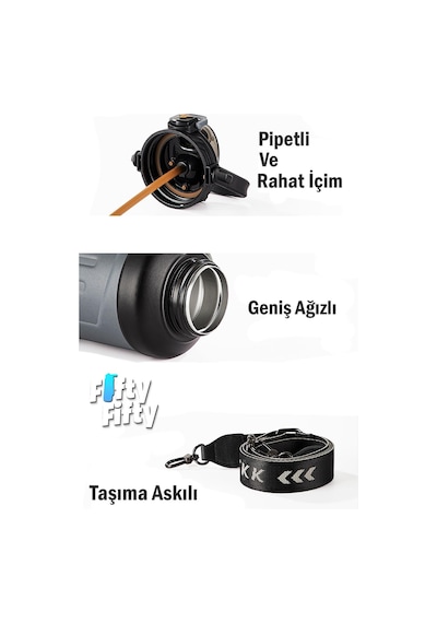 Tkk 1650 Ml Profesyonel Kamp Matarası/çelik Termos Çift Kullanım Pipetli/rahat İçim 12/24 Yalıtım -20281650 001