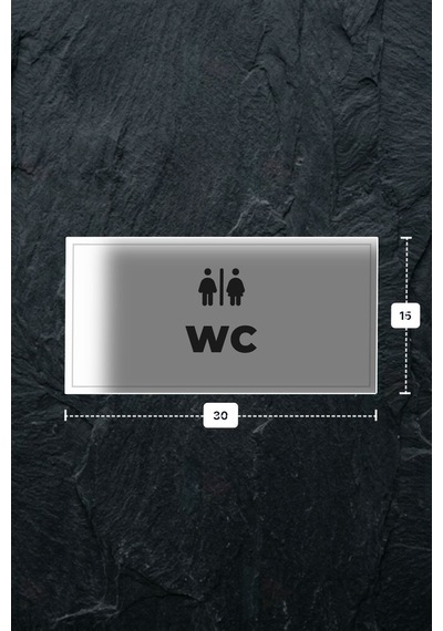 Wc Yazılı - Metal - Beyaz Renk - Kapı İsimliği - 30x15 Cm