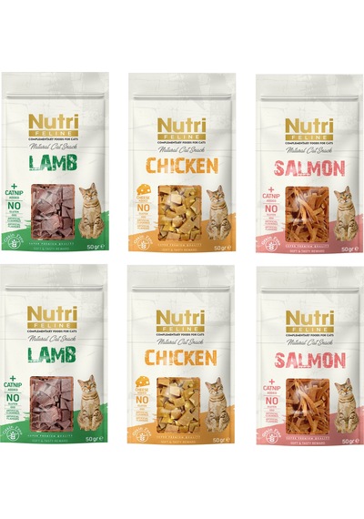 Nutri Feline 3 Çeşit Karma Tahılsız Kedi Ödülü 50 Gr. X 6 Adet