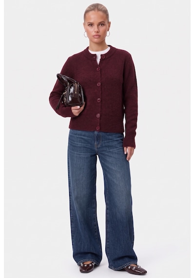 Ritnice Kadın Warm Soft Dokulu Basic Bordo Triko Hırka