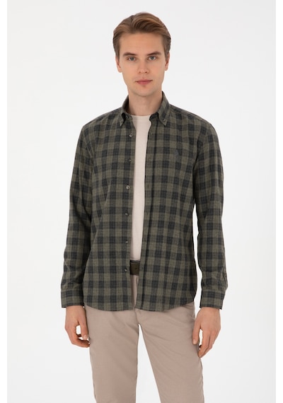 U.s. Polo Assn. Erkek Açık Haki Gömlek Desenli 50308482-vr183 Acık Hakı