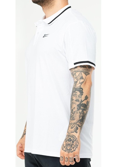 Nike Ef-4481 Erkek Battal Polyester Mesh Polo Yaka T-shirt Beyaz